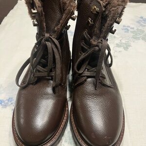 Men's Brown Fur-Lined Lace-Up Boots